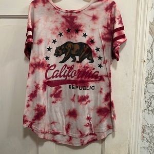 Women's California Republic Burgundy Tie Dye Graphic Tee
